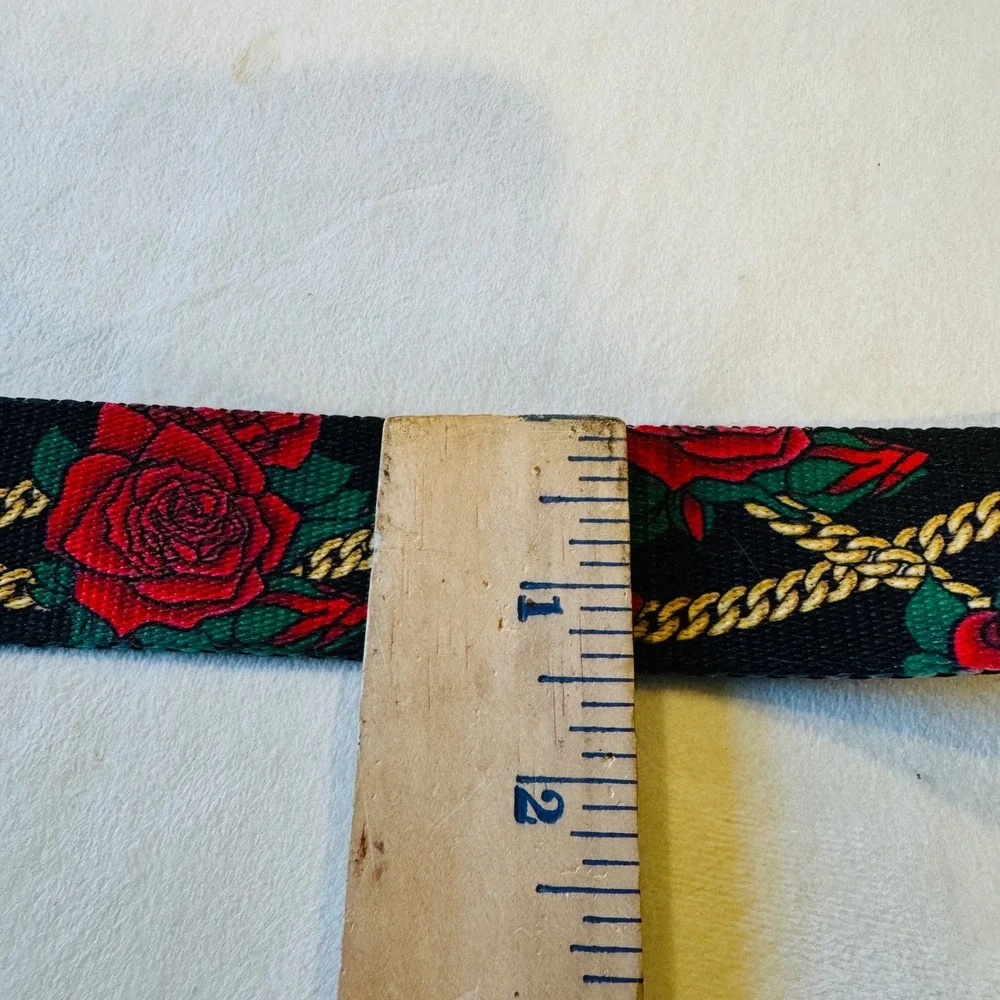 DGK Mens Web Belt Black Red Rose Gold Chain Link Flip Top Buckle Skateboard 49